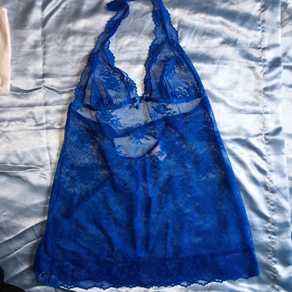 Victoria’s Secret royal blue lacy baby doll teddy - Picture 2 of 8